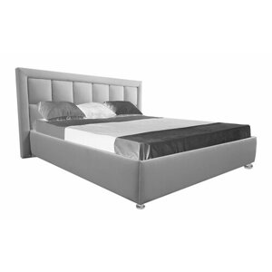 Двуспальная кровать Флорида 160x200 с подъемным механизмом и с коробом для белья велюр серый ножки 13 см хром