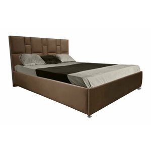 Двуспальная кровать Манхэттен 160x200 с подъемным механизмом и с коробом для белья велюр коричневый ножки 5 см