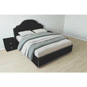 Двуспальная кровать Мария 160x200 с подъемным механизмом и с коробом для белья велюр черный без ножек