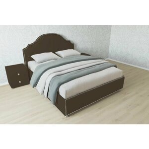Двуспальная кровать Мария 180x200 основание металлическое с ламелями велюр коричневый ножки 13 см хром