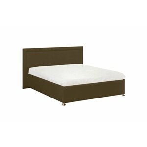 Двуспальная кровать Нью-Йорк 140x200 основание металлическое с ламелями велюр коричневый ножки 13 см хром