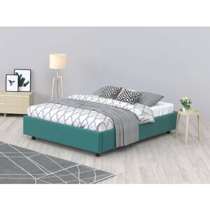 Двуспальная кровать SLEEPBOX 160х200, без изголовья, бирюзовый, велюр, массив дерева, на ножках