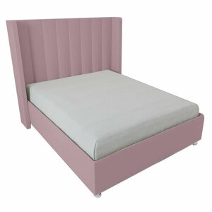 Двуспальная кровать Женева 180x200 основание металлическое с ламелями велюр розовый ножки 5 см