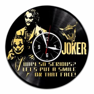 Джокер - настенные часы из виниловой пластинки (с золотой подложкой)