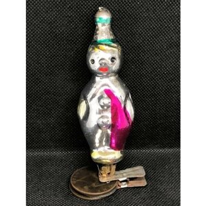 Елочная игрушка СССР арлекин, клоун из набора Карнавал Стекло 25