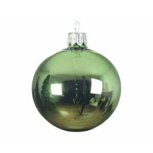 Елочный шар ROYAL CLASSIC стеклянный, глянцевый, цвет: зелёный луговой, 150 мм, Kaemingk 115276