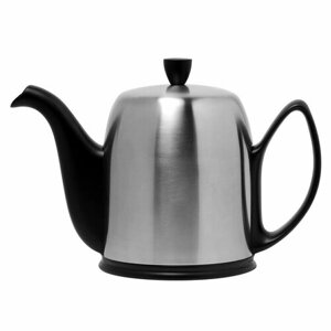Фарфоровый черный заварочный чайник на 8 чашки с стальной крышкой + ситечко Degrenne Mat Black, 1500 мл,