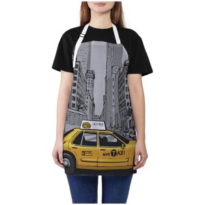 Фартук женский для готовки JoyArty "Яркие такси мегаполиса", универсальный размер