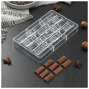 Форма для шоколада и конфет «Фигурный батончик», 20 ячеек, 20122,5 см, ячейка 3,31,60,8 см