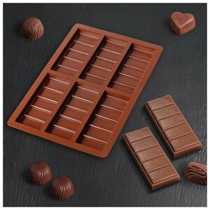 Форма для шоколада силиконовая «Плитка», 26171,5 см, 6 ячеек (11,34,4 см), цвет шоколадный