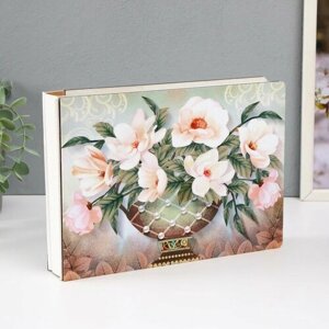 Фотоальбом на 50 фото 15х21 см Цветы в винтажной вазе дерево, в коробке 4х26х18,5 см