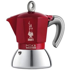 Гейзерная кофеварка Bialetti New Moka Induction, 90 мл, 90 мл, красный