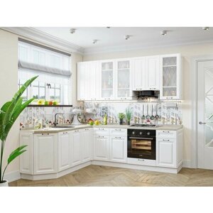 Готовый кухонный гарнитур кухня Ницца-03 2340*1890/2400*600 Белый