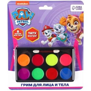 Грим для лица и тела Paw Patrol, для девоч, краски 8 цв, аппликатор, тату