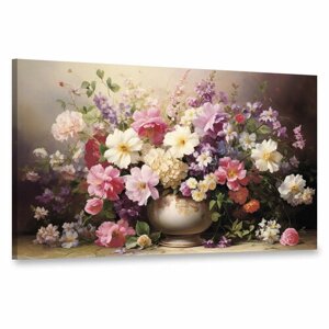 Интерьерная картина 100х60 "Букет весны на картине"