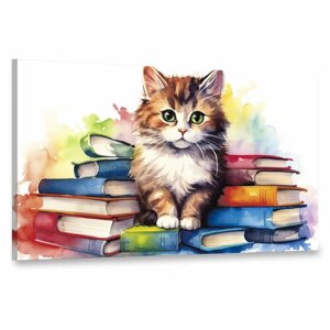 Интерьерная картина 100х60 "Кот и его вдохновение"