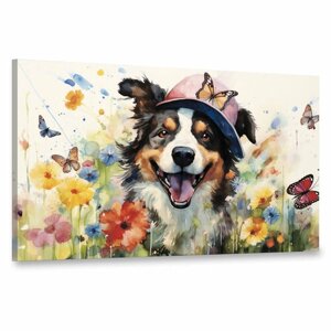 Интерьерная картина 100х60 "Веселый собачий мир"