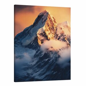Интерьерная картина 50х70 "Горы и заря: волшебство рассвета"