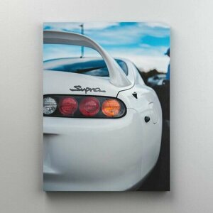 Интерьерная картина на холсте "1994 Toyota Supra - белый японский автомобиль" размер 30x40 см