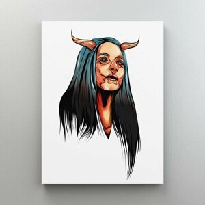 Интерьерная картина на холсте "Иллюстрация - девушка демон" размер 30x40 см
