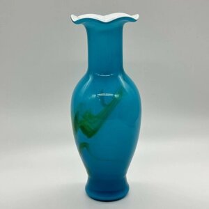Интерьерная винтажная ваза с нежным размытым рисунком, стекло, двухцветное
