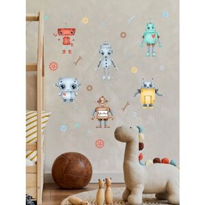 Интерьерные наклейки детские Роботы на стену или мебель Lisadecor