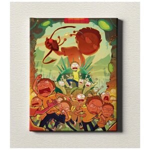 Интерьерный постер / Картина на стену / Картина в подарок для дома / Картина на холсте для интерьера -Рик и Морти: Восстание Морти", размер 30х40см