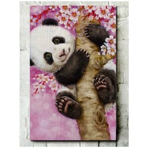 Картина интерьерная на дереве животные медведь панда милота - 5075