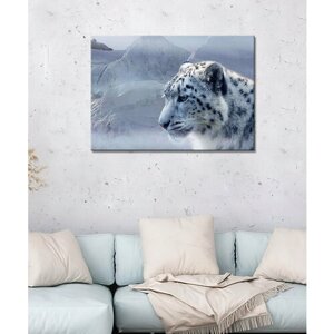 Картина - Ирбис, снежный барс, слежный леопард , хищник, ирбис зимой (11) 20х30