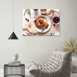Картина/Картина на холсте для интерьера/Картина на стену/Картина для кухни/завтрак с блинчиками 20х30