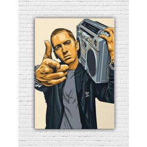 Картина/Картина на холсте/Картина на холсте для интерьера/ Картина на стену/ Картина в подарок для дома/Eminem 40x60