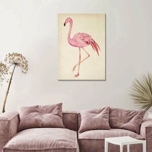 Картина/Картина на холсте/Картина на холсте для интерьера/ Картина на стену/ Картина в подарок для дома/Розовый фламинго на белом фоне 20х30