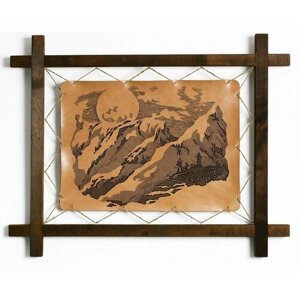 Картина На броне, интерьерная для украшения и декора на стену в деревянной раме, подарок, натуральная кожа, BoomGift