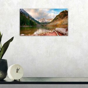 Картина на холсте 60x110 LinxOne "Деревья пейзаж maroon lake" интерьерная для дома / на стену / на кухню / с подрамником