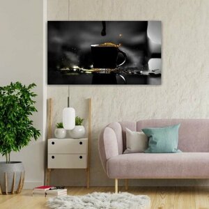 Картина на холсте 60x110 LinxOne "Кофе Темные Брызги Напиток" интерьерная для дома / на стену / на кухню / с подрамником