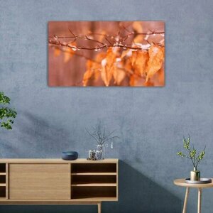 Картина на холсте 60x110 LinxOne "Листья природа макро" интерьерная для дома / на стену / на кухню / с подрамником