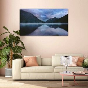 Картина на холсте 60x110 LinxOne "Природа Горы Туман Алтай" интерьерная для дома / на стену / на кухню / с подрамником
