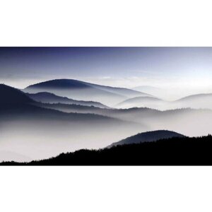 Картина на холсте 60x110 LinxOne "Туман небо утро горы" интерьерная для дома / на стену / на кухню / с подрамником