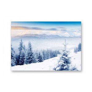 Картина на холсте | Diva Kartina | Природа. Зимний горный пейзаж | 60X42 см | Интерьерный постер