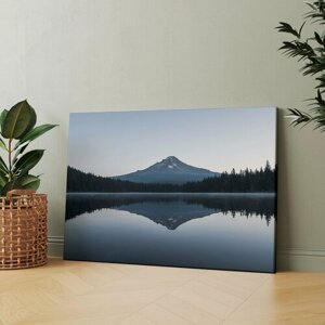 Картина на холсте (Горное озеро, природа, пейзаж, лес) 60 80 см/для интерьера/на стену/в комнату/в подарок/в кабинет
