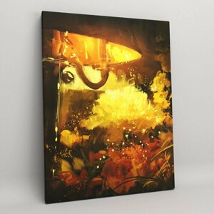 Картина на холсте (интерьерный постер) Масляная живопись - цветы в вечернем свете", с деревянным подрамником, размер 30x40 см