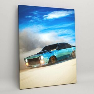 Картина на холсте (интерьерный постер) Тюнингованная машина" машины и автомобили, с деревянным подрамником, размер 30x40 см