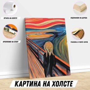 Картина на холсте Крик художник Эдвард Мунк постер для интерьера 30*40