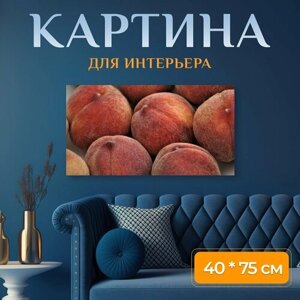 Картина на холсте "Персики, фрукты, здоровый" на подрамнике 75х40 см. для интерьера