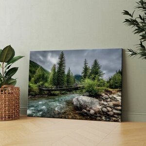 Картина на холсте (Река природа) 60x80 см. Интерьерная, на стену.