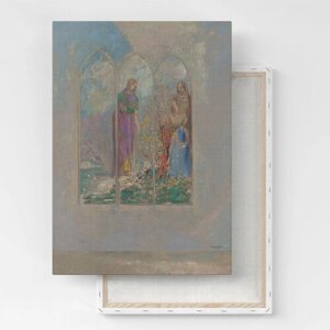 Картина на холсте, репродукция / Devotion near a red bush / Одилон Редон / Размер 40 x 53 см