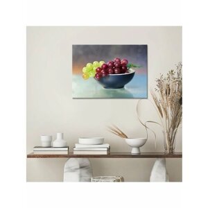 Картина на холсте с подрамником виноград в маленькой тарелке 40х60