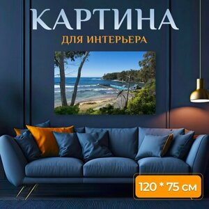 Картина на холсте "Вода, морской берег, природа" на подрамнике 120х75 см. для интерьера