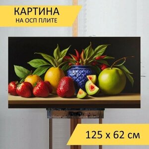 Картина на ОСП "Как натюрморт с фруктами, " 125x62 см. для интерьера на стену