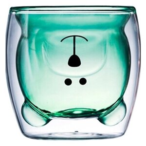 KIMBERLY Стеклянный стакан с двойными стенками "Изумрудный мишка", 250 мл.